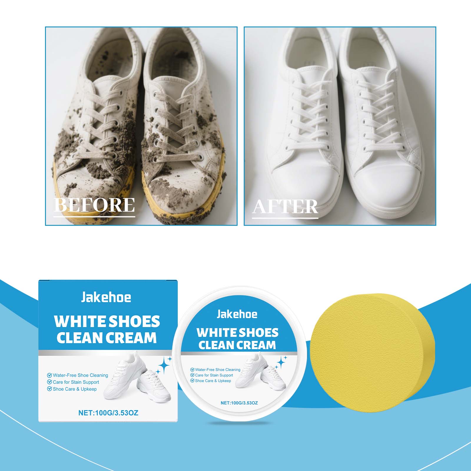 Sneaker Care Whitener - White Shoe Cleaner Cream Waterless Anti