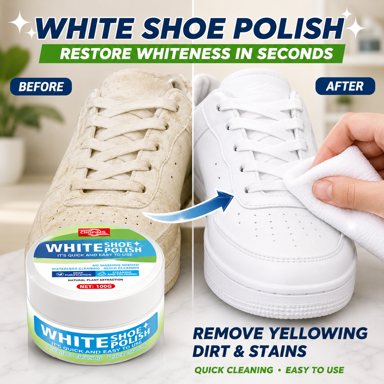 Sneaker Care White - White Shoe Cleaning Cream, Quick Dry
