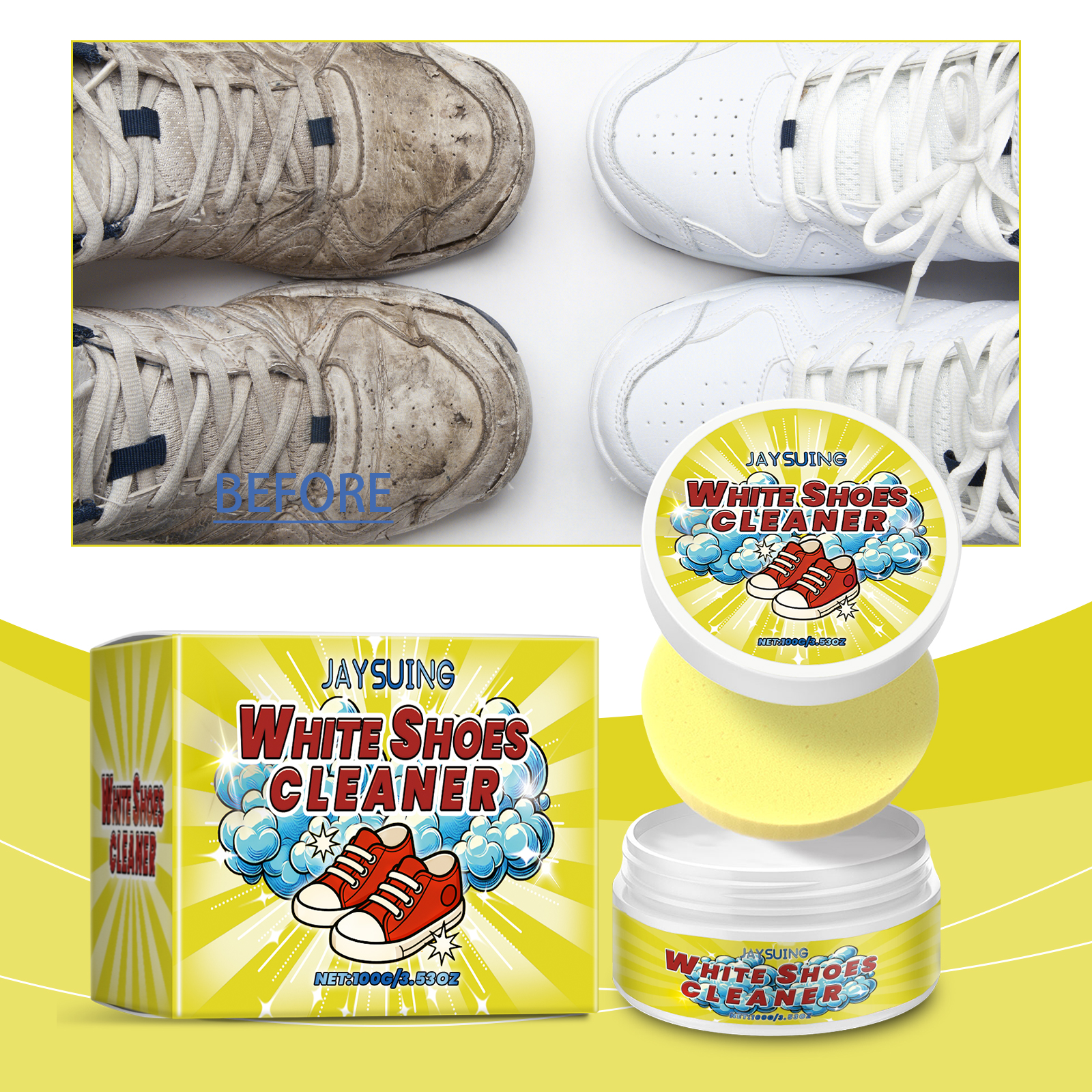White Shoes Cleaning Cream Sta - Sneaker Care Whitener review and price